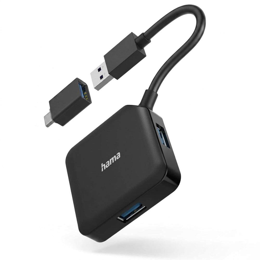Hama 4-Port USB 3.2 Gen1 Hub (4in1 Verteiler mit 4 Anschlüssen und USB C Adapter, 5 Gbit/s) | USB-Hu