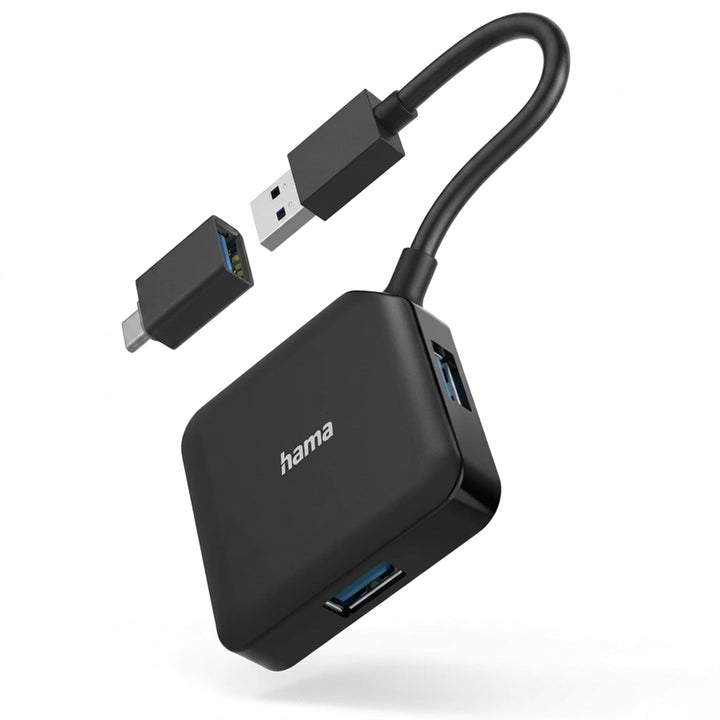 Hama 4-Port USB 3.2 Gen1 Hub (4in1 Verteiler mit 4 Anschlüssen und USB C Adapter, 5 Gbit/s) | USB-Hu