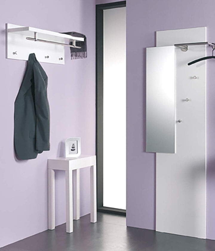 HAKU Möbel Wandgarderobe, MDF, weiss-edelstahloptik, B 75 x T 26 x H 30 cm 26 x 75 x 30 cm Weiss-ede