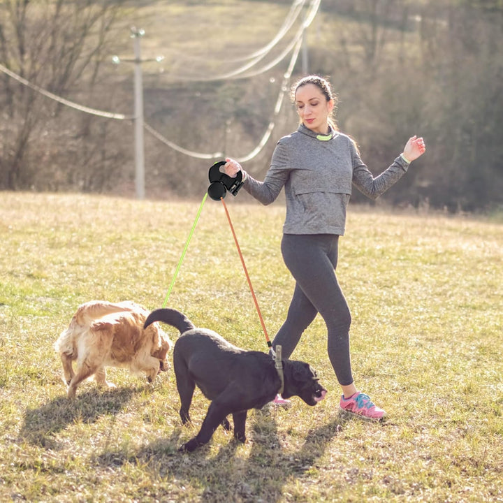 Doppelleine für 2 Hunde - Automatische Hundeleine für 2 Hunde, 360°Verhedderungsfreier Leinenverläng