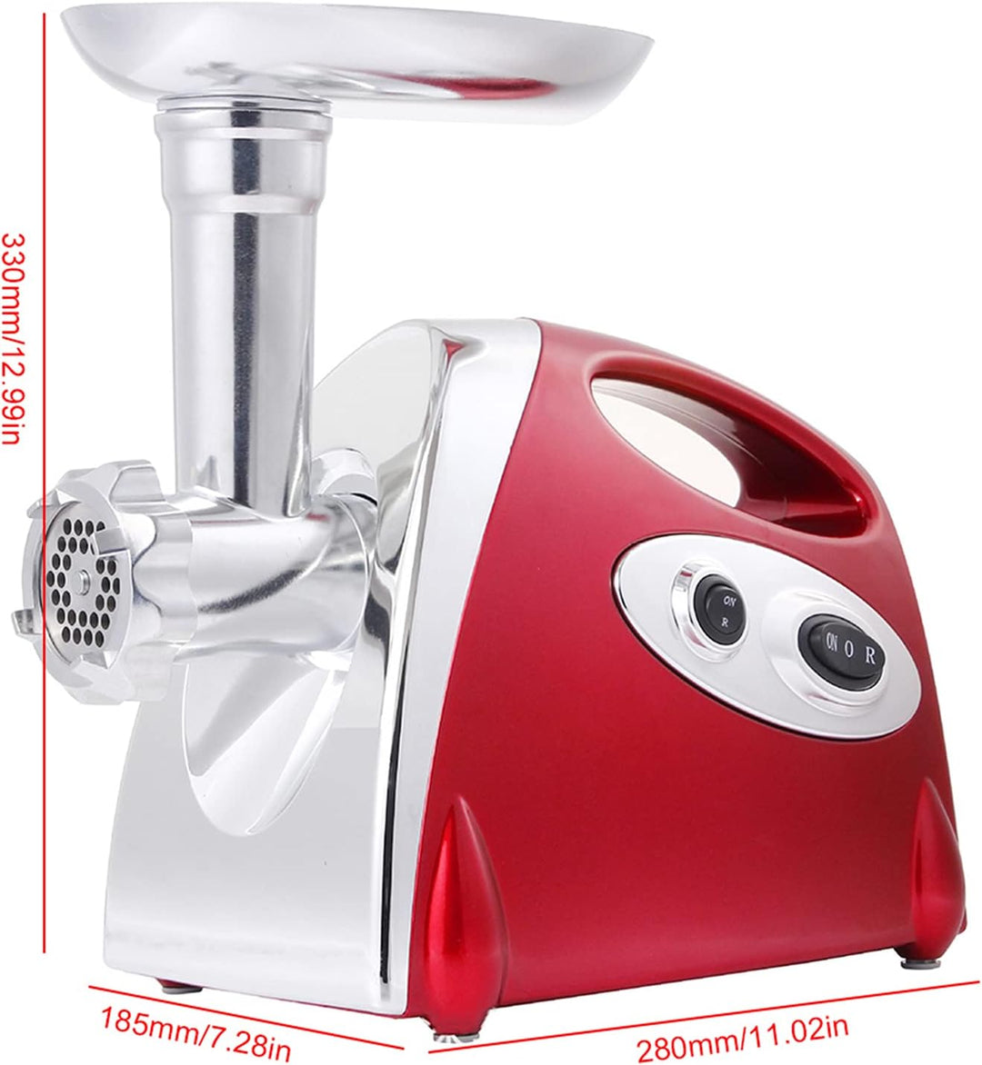 2800 Watt Elektrischer Fleischwolf, Edelstahl, 5-in-1 Motor mit 2 Edelstahlklingen, 3 Mahlscheiben,