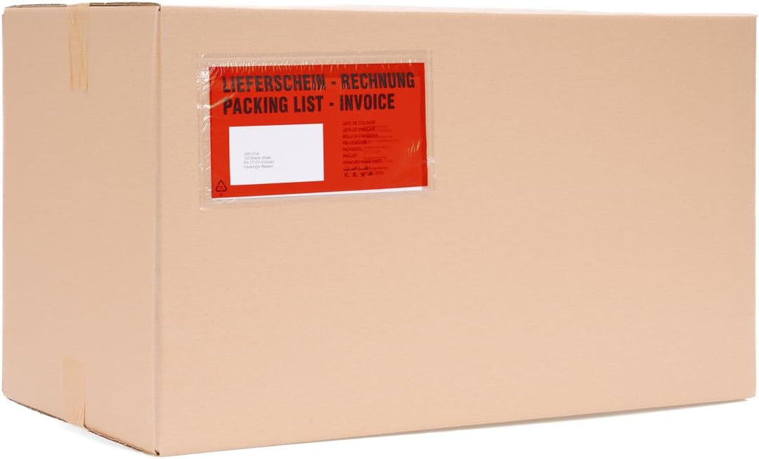 verpacking Lieferscheintaschen 22,5 x 11 cm DIN Lang Rot selbstklebende Dokumententaschen Begleitpap