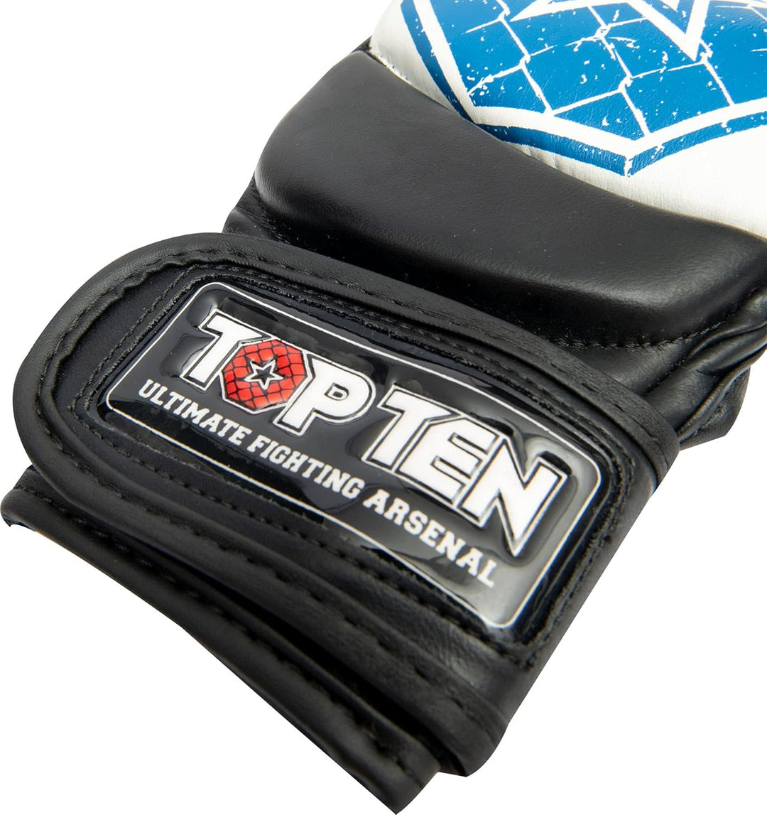 TOP TEN MMA Ultimate-Fight-Handschuhe „Octagon“ Weiss - Blau S, Weiss - Blau S