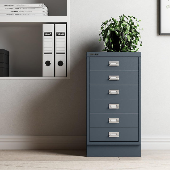 BISLEY MultiDrawer, 29er Serie mit Sockel, DIN A4, 6 Schubladen, Metall, 696 Verkehrsweiss, 38 x 27.
