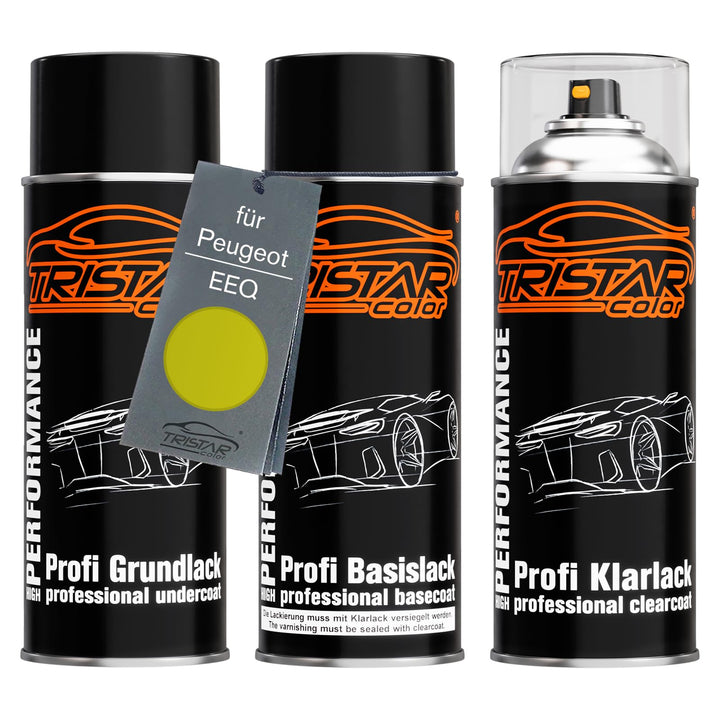 TRISTARcolor Autolack Spraydosen Set für Peugeot EEQ Jaune Agueda Metallic Perl Grundlack Basislack