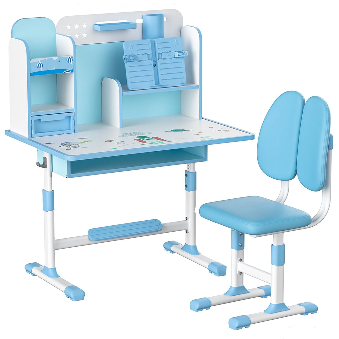 Kinderschreibtisch und Stuhl Set, Schreibtisch und Stuhl für Kinder im Alter von 3 bis 18 Jahren, hö