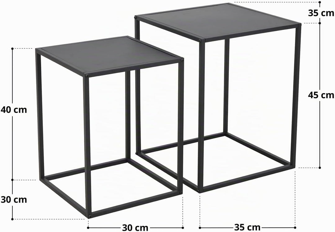 SVITA THEMI 2er Set Couchtisch Beistelltisch Nachttisch Wohnzimmertisch Weiss, Weiss