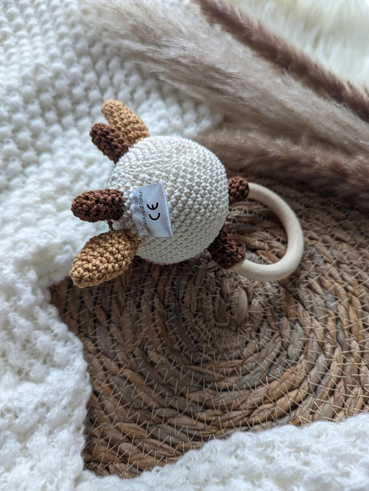 Baby Rassel Kuh | Beissring Kuh | Kuh gehäkelt | Geschenk zur Geburt | Geschenk zur Taufe | Babyspie