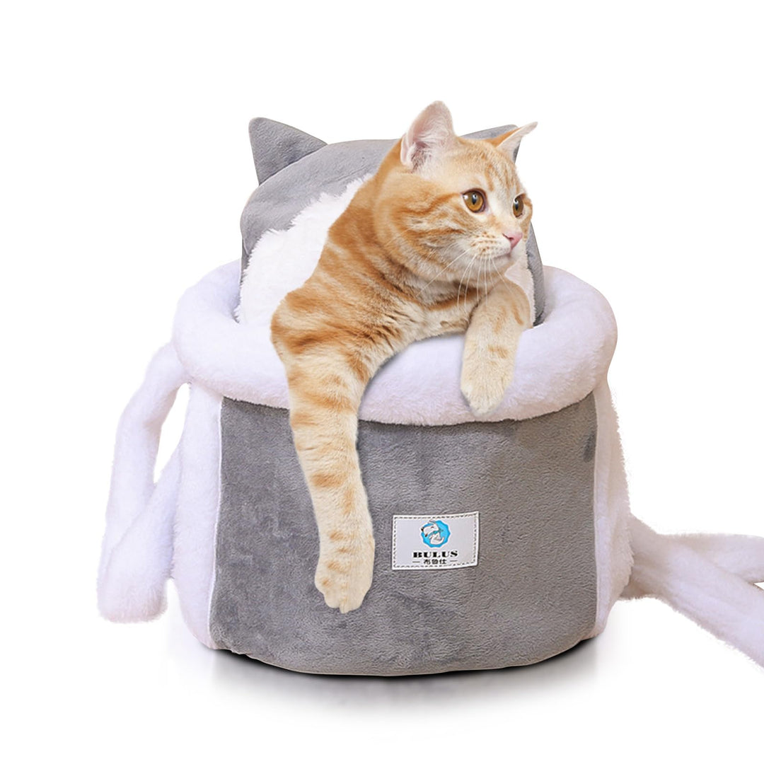 PETCUTE Katzen Tragetasche, Atmungsaktive Haustier-Rucksack mit 2 Taschen, Weicher und Warmer Hausti