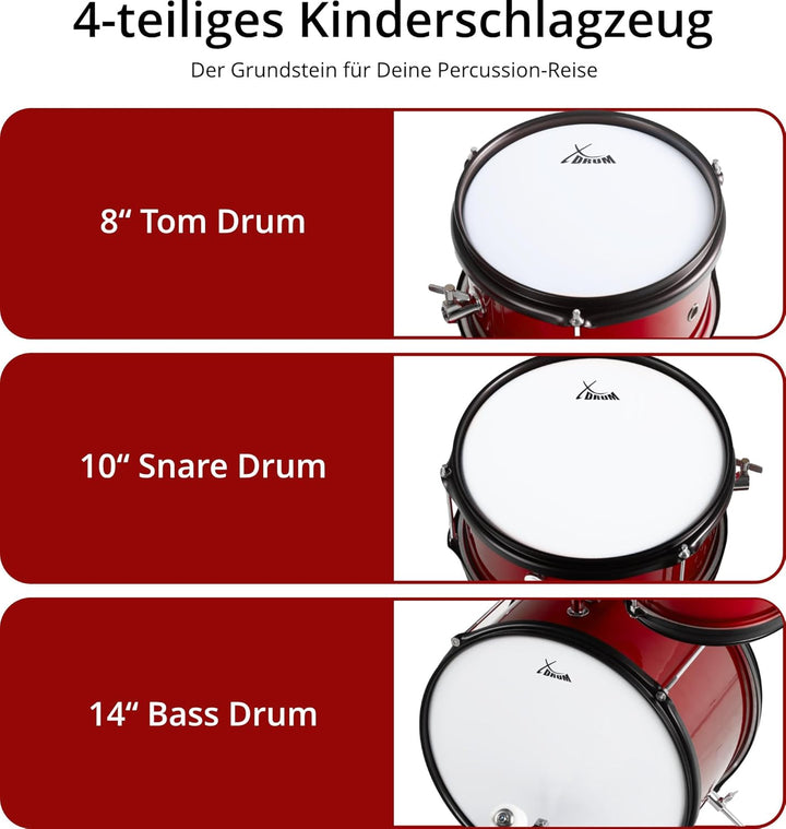 XDrum Junior KIDS Schlagzeug inkl. Schule - Kompaktes Kinderschlagzeug - Für Kinder im Alter von 3-5