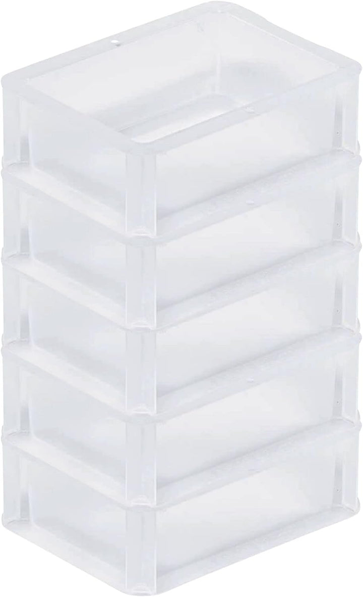 PROREGAL SuperSparSet 5x Transparenter Eurobehälter BasicLine mit geschlossenem Griff | HxBxT 7x15x2