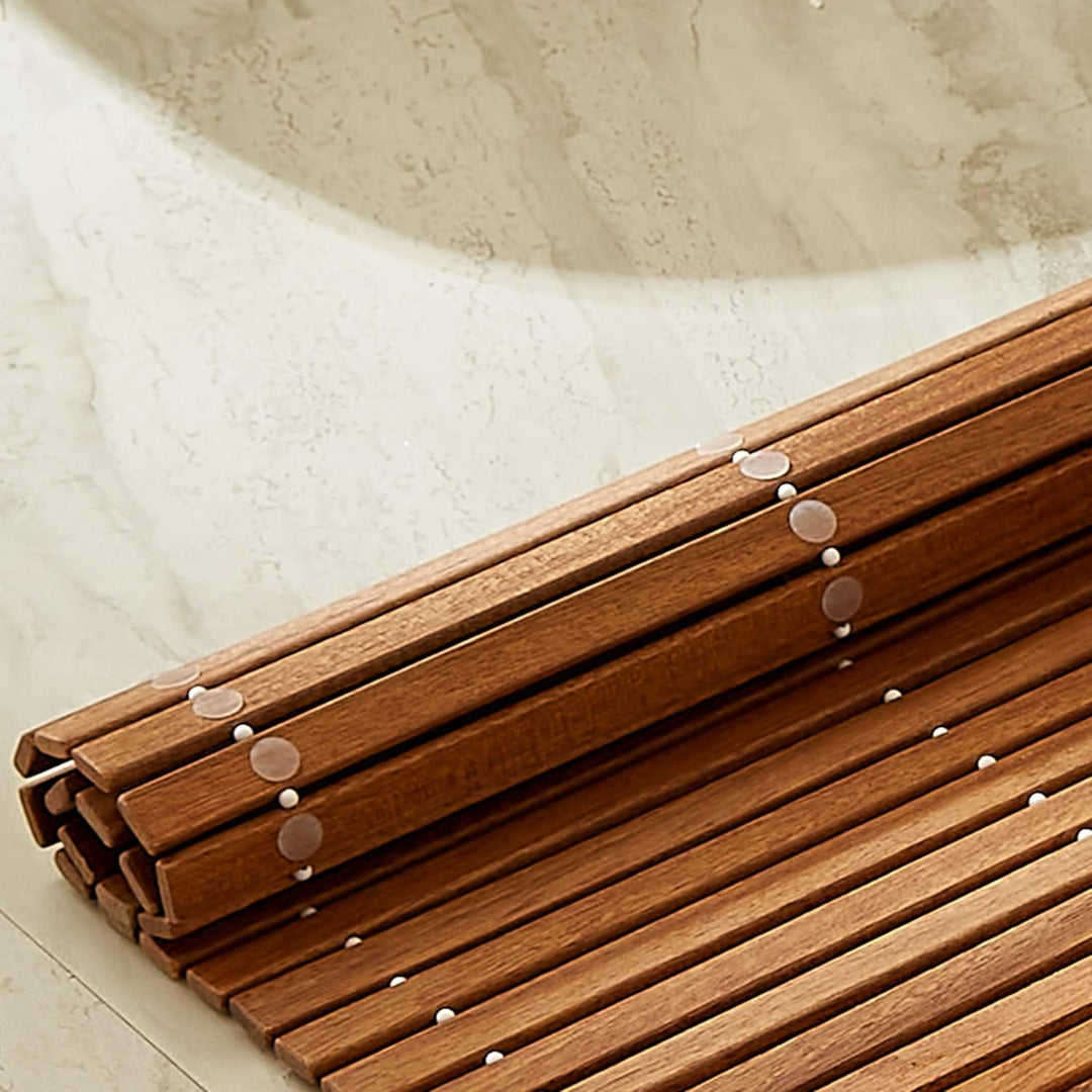 Badematte Holz, Teakholz rutschfest Badvorleger, Duschmatte, Holzduschmatte, Badezimmerteppich, Dusc
