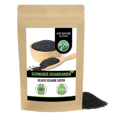 Sesam schwarz (1kg), Schwarzer Sesam 100% natürlich, Schwarze Sesamsamen ohne Zusätze Sesamsamen 1 K