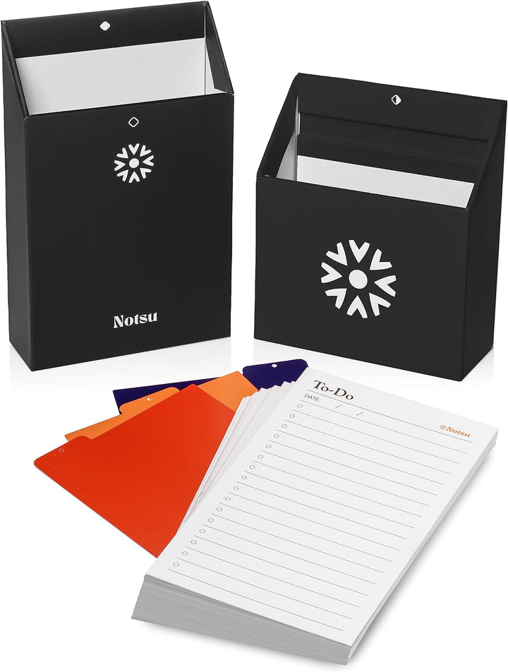 Notsu Centre Rise To-Do-Liste Kartenplaner Box Ständer Set | 50 faltbare To-Do vertikale Notizkarten