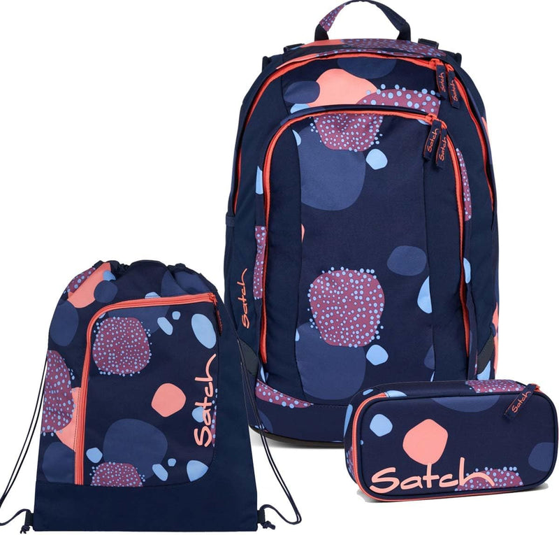 satch Air Schulrucksack Set 3tlg. inkl. Schlamperbox und Sportbeutel Coral Reef, Coral Reef