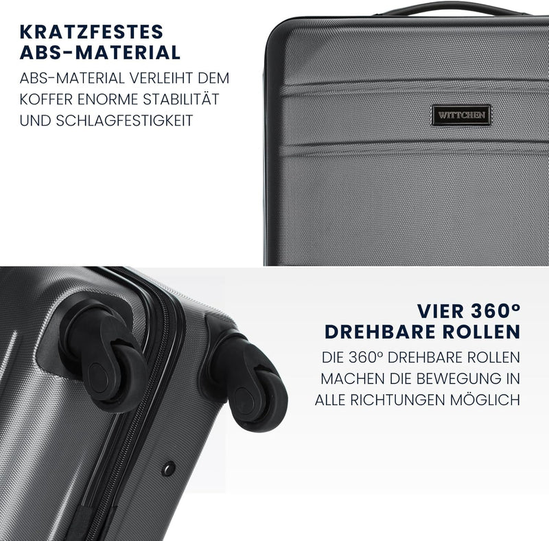 WITTCHEN Handgepäck Trolley Koffer Reisekoffer aus ABS Hartschalen Trolley 4 Rollen Kombinationsschl