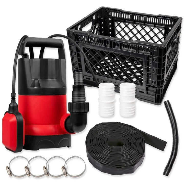 WALTER Schmutzwassertauchpumpe Set (550W, 10.500l/h, Förderhöhe max. 7m, Anschlusskabel 10m, Schwimm