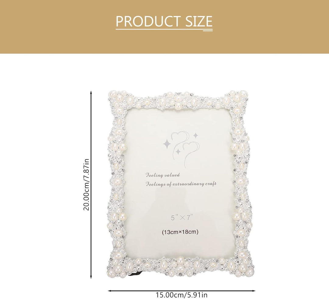 Homoyoyo Bilderrahmen mit Perlen Hochzeitskristall Bildrahmen Desktop Photo Frame Tabletop Display R