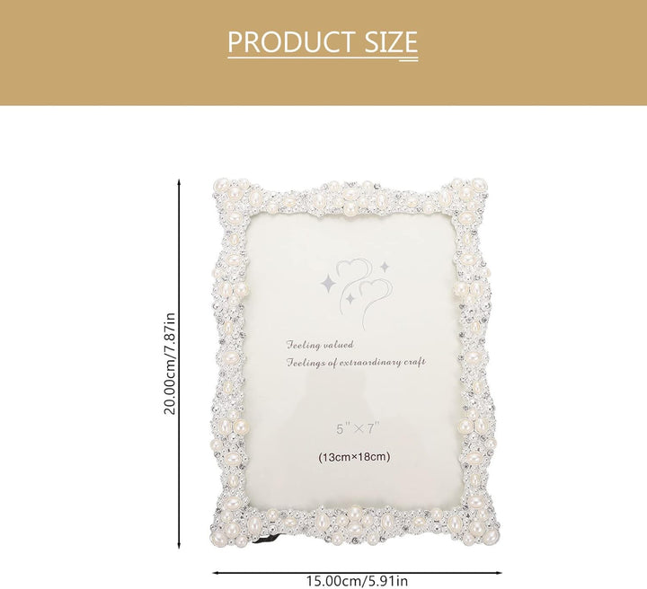 Homoyoyo Bilderrahmen mit Perlen Hochzeitskristall Bildrahmen Desktop Photo Frame Tabletop Display R