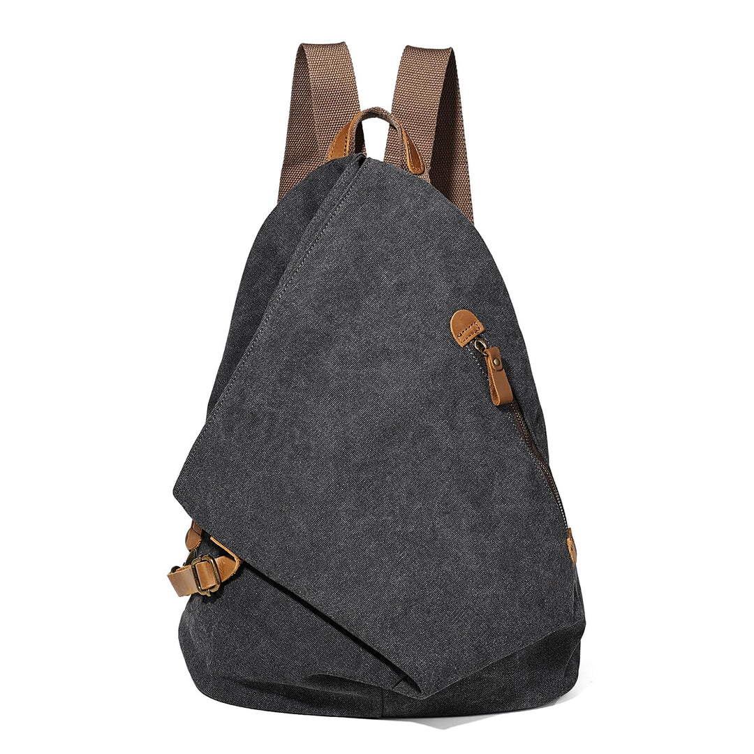 Retro Segeltuch Rucksack Canvas Vintage Rucksäcke Echtleder Daypack Reisetasche Schulterrucksack für