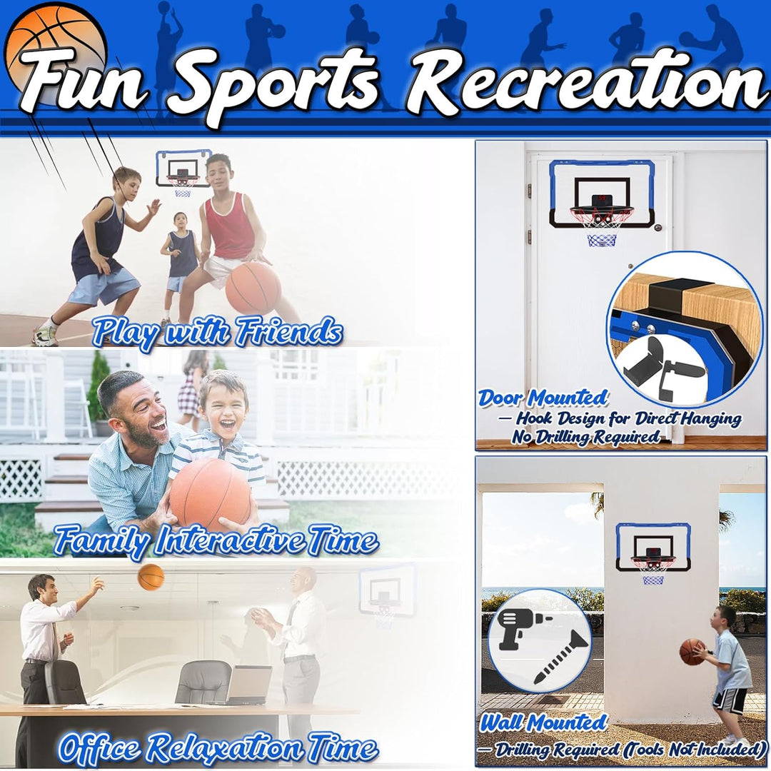 TEUVO Mini Basketballkorb Indoor Kinder mit 4 Ball, Tür Basketballkorb für Zimmer & Büro & Elektroni