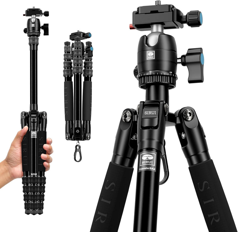 SIRUI Leicht Reise Travel Kamera Stativ Tripod,132cm Aluminium mit 360°Panorama Kugelkopf und Arca S