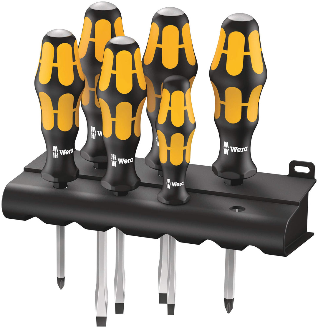Wera Schraubendrehersatz 932/6 Kraftform Plus: Der Schraubmeissel + Rack, 6-teilig, 05018282001 Sing