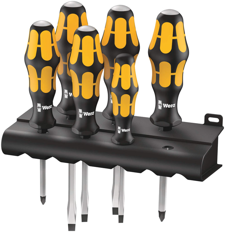 Wera Schraubendrehersatz 932/6 Kraftform Plus: Der Schraubmeissel + Rack, 6-teilig, 05018282001 Sing