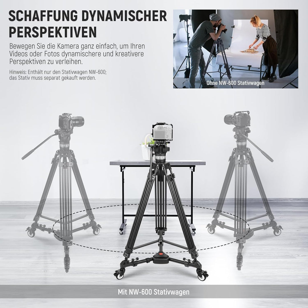 Neewer Fotografie Rollwagen Dolly Hochleistung mit grösseren 3-Zoll Gummirädern verstellbaren Beinha