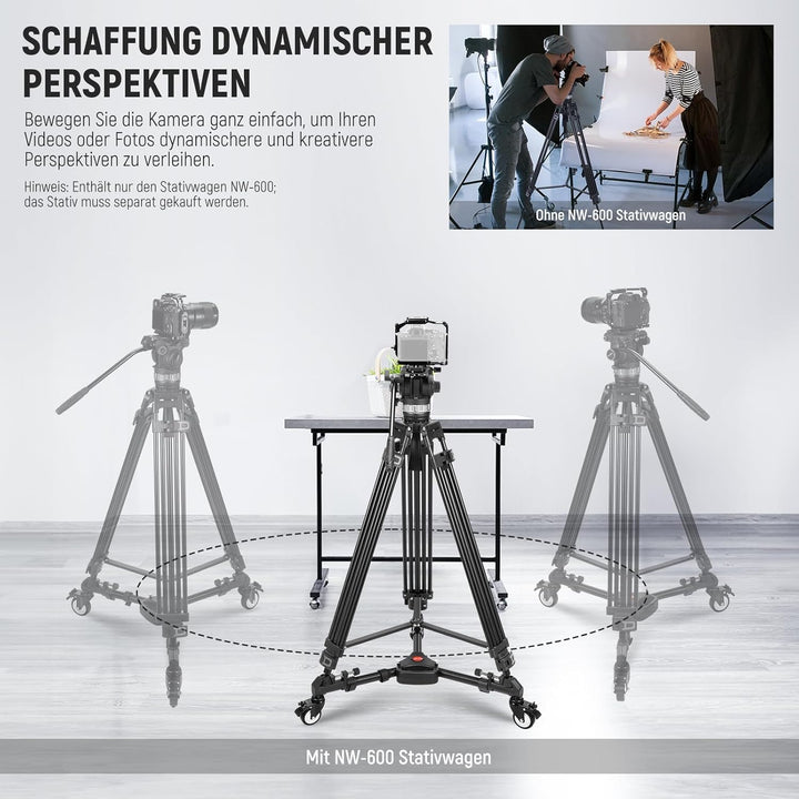 Neewer Fotografie Rollwagen Dolly Hochleistung mit grösseren 3-Zoll Gummirädern verstellbaren Beinha