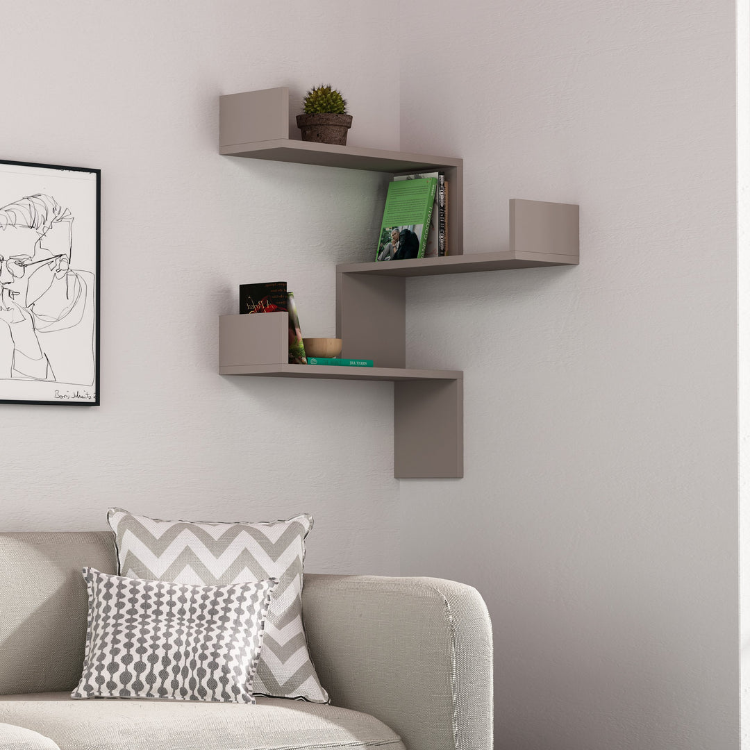 Luksa Wandmontiertes Eckregal mit 3 Etagen | Bücherregal & Dekoregal | 60 x 60 x 90 cm | Verschieden