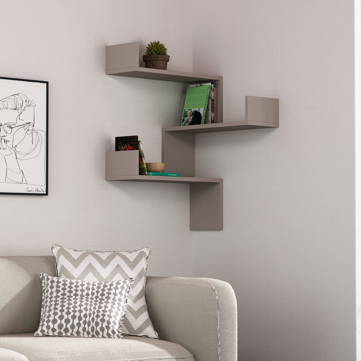 Luksa Wandmontiertes Eckregal mit 3 Etagen | Bücherregal & Dekoregal | 60 x 60 x 90 cm | Verschieden