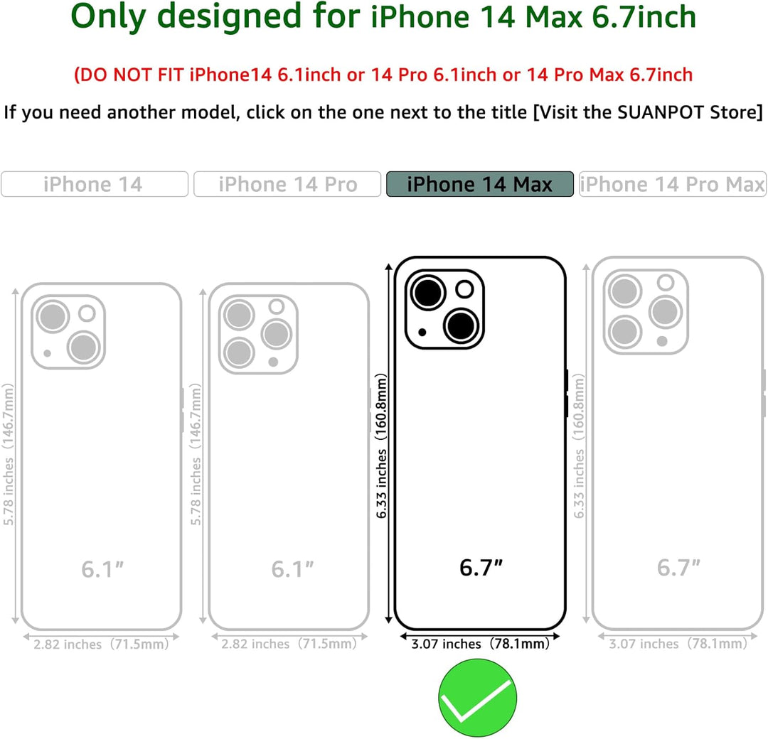 SUANPOT [RFID Schutz für iPhone 14 Plus 6.7" Hülle PU Leder Handyhülle Lederhülle Klapphülle Kartenf
