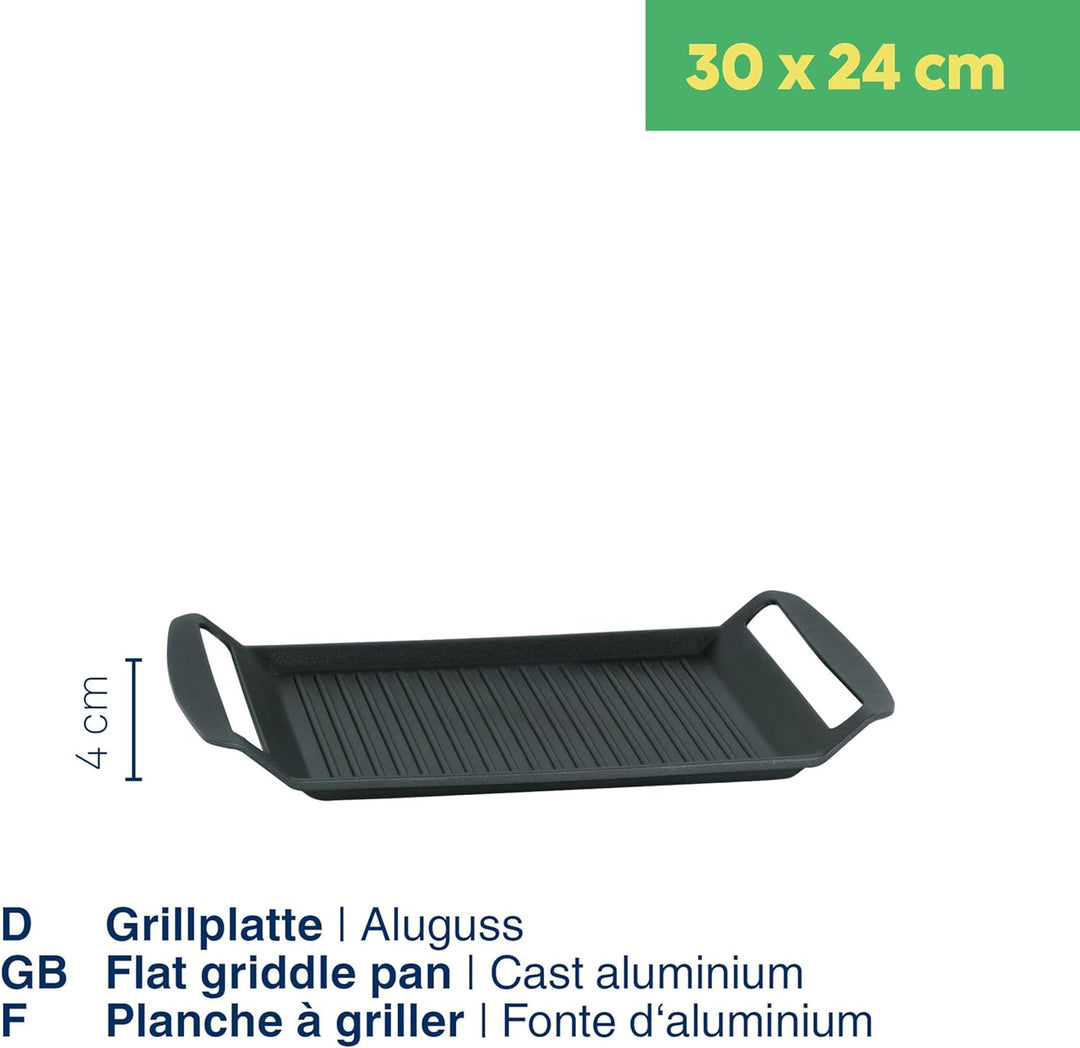 kela 11564 Grillplatte für den Herd, Aluguss 5 mm, Induktionsgeeignet, 30 x 24 cm, Kerros Grill-Plat