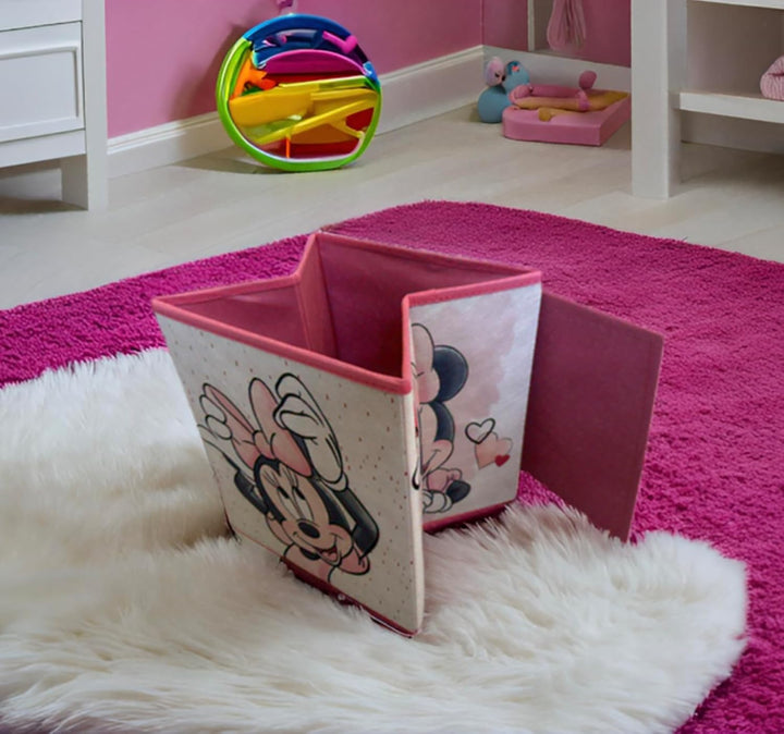 Superdiver - Aufbewahrungsbox und Hocker Minnie Maus - Offizielle Lizenz Disney - 30x30x30 cm - Falt