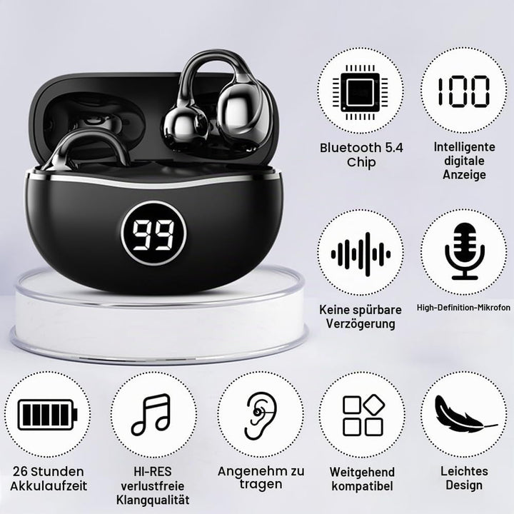 Bluetooth-Headset öffnen, Drahtlose Ohrclip-Kopfhörer, Kabellose Bluetooth 5.4, Open Ear Bluetooth K