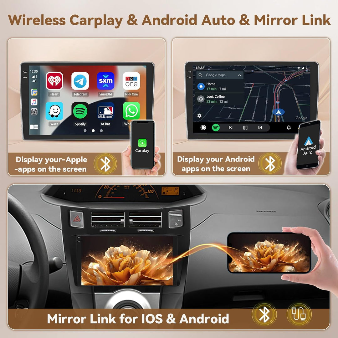 Hikity Android 15 4+64G Autoradio für Toyota Yaris/Vitz 2005-2011 mit 9 Zoll Incell Touchscreen, Aut