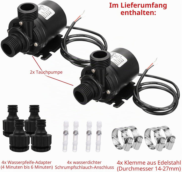 2 Pcs Dc 12v Bürstenlose Tauchwasserpumpe, Dc 12v Mini-Wasserpumpe, Brushless Tauchwasserpumpe, Bohr