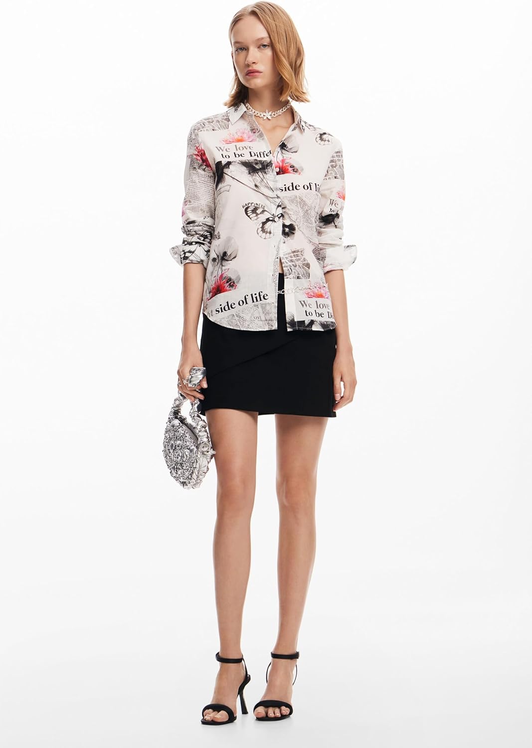 Desigual Damen Gewebtes Damenhemd, Langärmelig Shirt (1er Pack) M Weiss, M Weiß