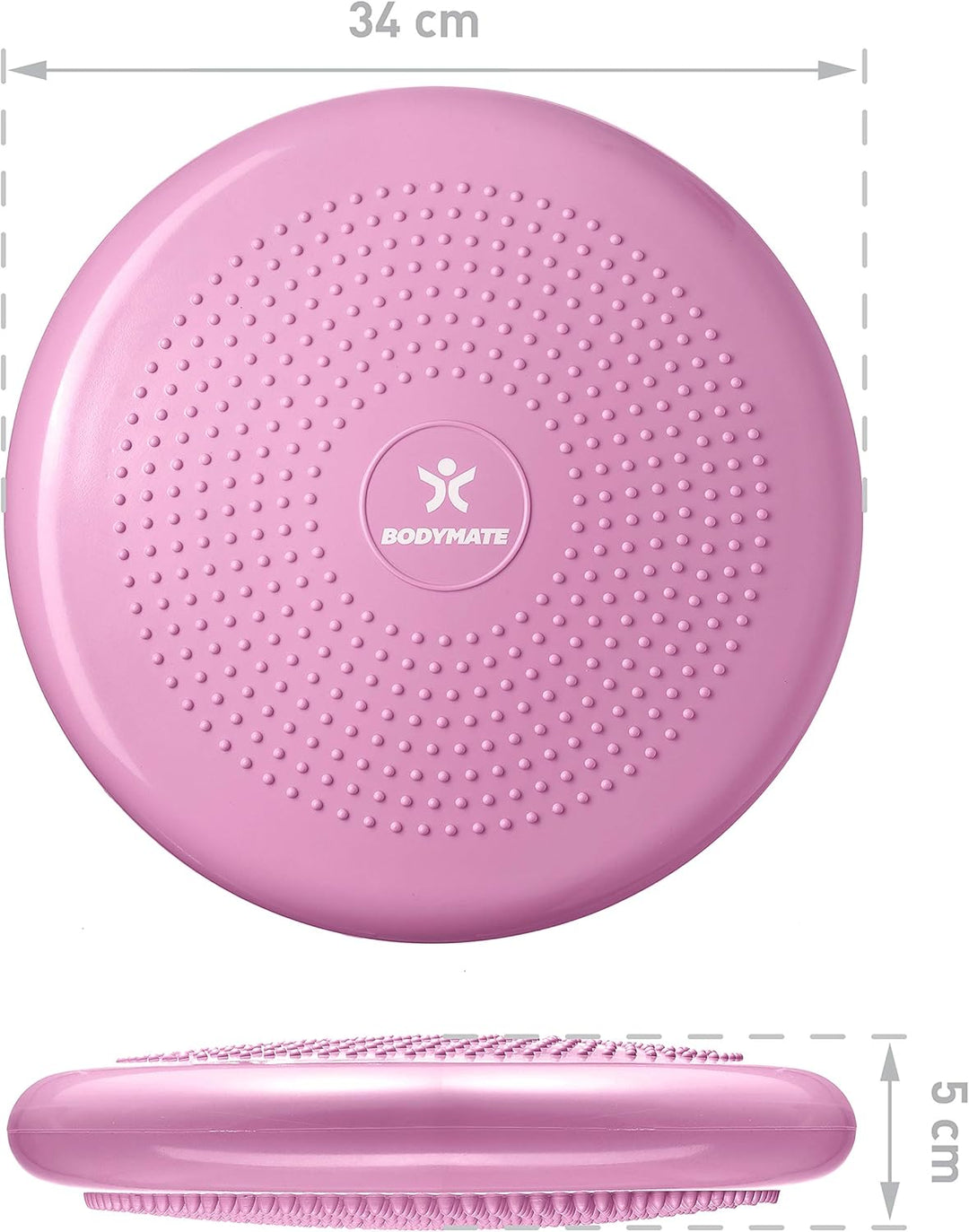 BODYMATE Ballsitzkissen inkl. Pumpe 34cm Durchmesser - Balance-Kissen, Luftkissen, Balance Pad, Nopp