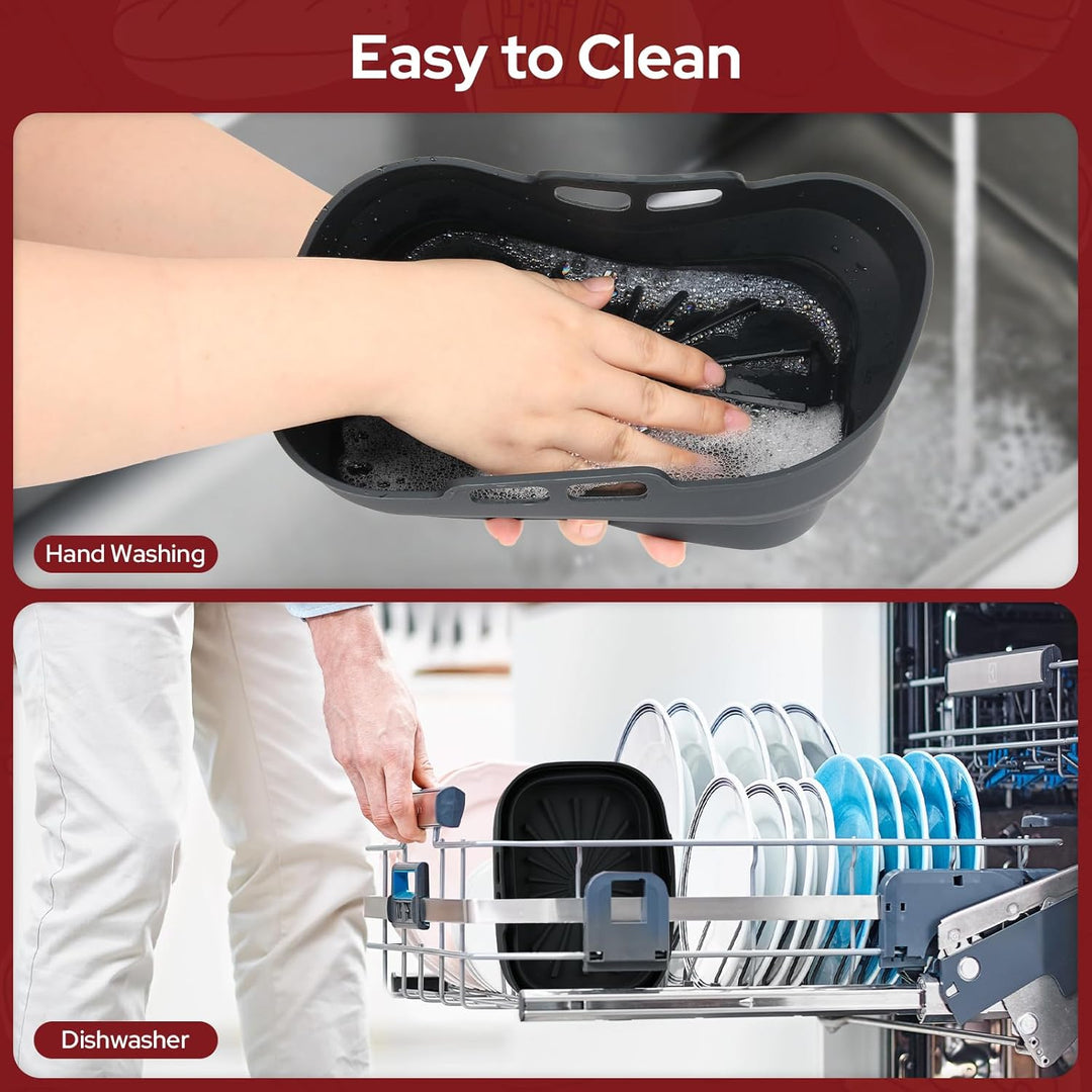 Alyvisun 4 Stück Airfryer Silikon Basket Wiederverwendbar Backform Air Fryer Silikonformen Rechtecki
