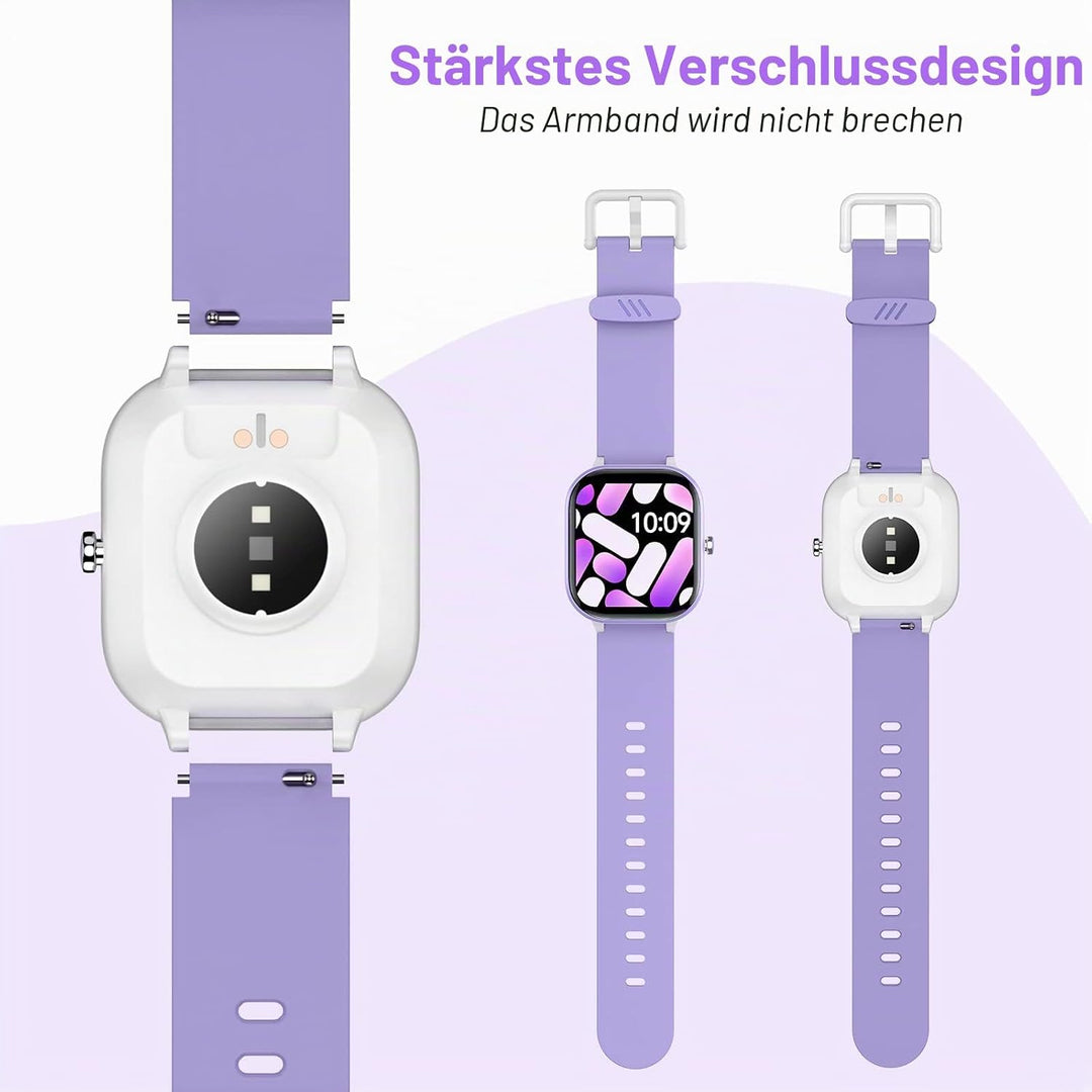 HENGTO Weiches Silikon-Smartwatch-Ersatzarmband, 16 mm, für Jungen und Mädchen A-Purple, A-Purple