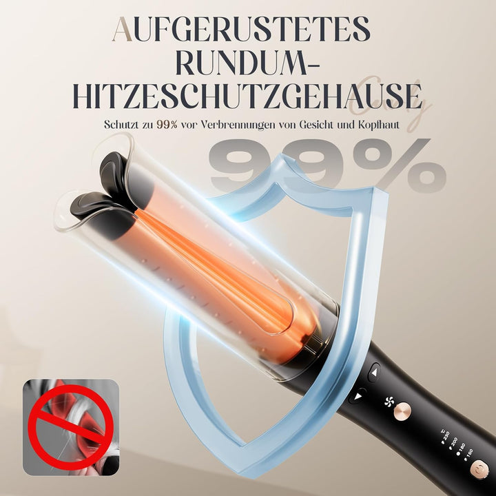 Kaltluft Lockenstab Automatisch – 32mm Beach Waves Curler, 4 Temperaturstufen (150–230°C), Anti-Verb