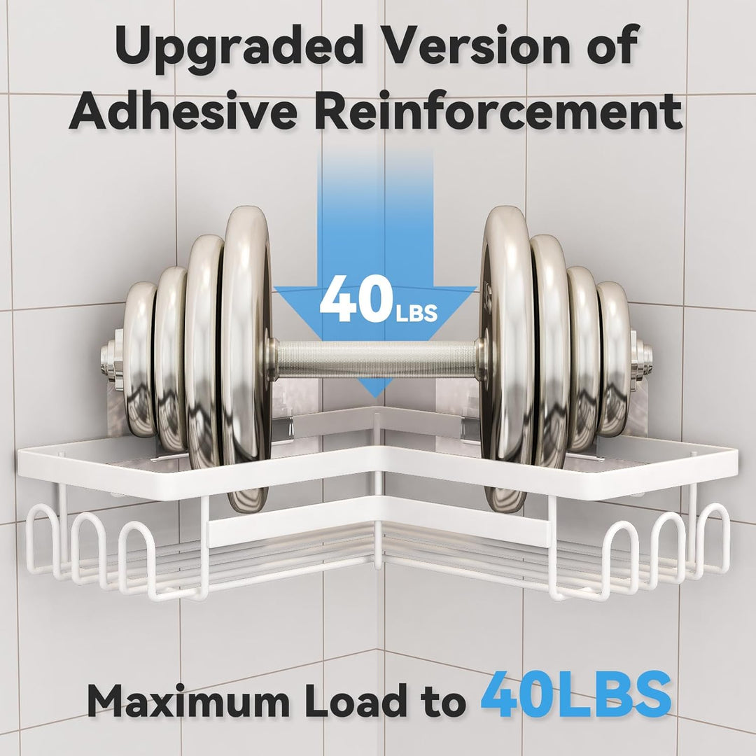 3 Stück Duschregal ohne bohren, Duschregal Ecke mit Haken, badezimmer organizer, shampoo halterung f