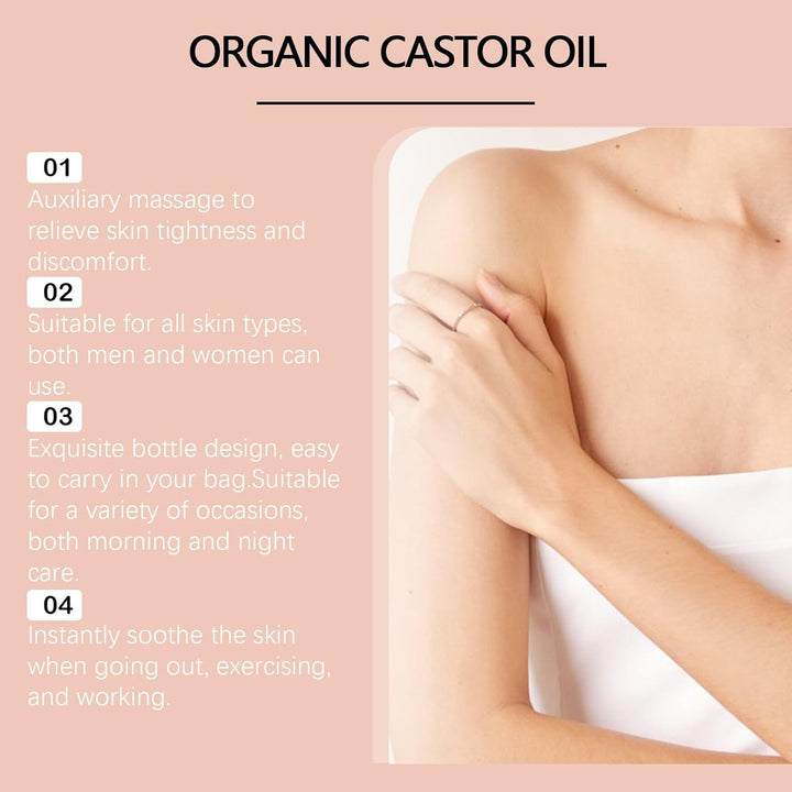 Bio-Rizinusöl Rosenquarz-Roller, Organic Castor Oil Rose Quartz Roller Ball, Rizinusöl Kaltgepresst