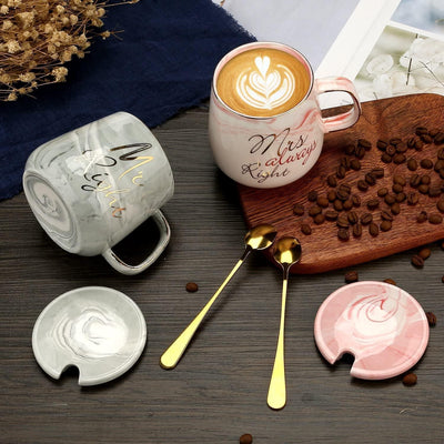 Mr Right und Mrs Always Right Paare Kaffeetassen Tassen Geschenke Set für Verlobung Hochzeit Brautdu