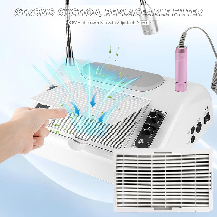 Elektrischer Nagelfräser, 5 in 1 Professionell Elektrischen Nagelbohrmaschine mit 360° Rotatable LED