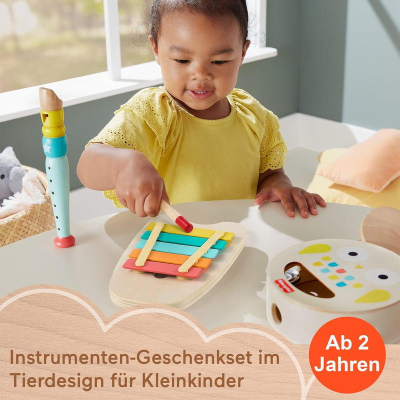 Fisher-Price Musik-Geschenkset für Kleinkinder mit Tierspielzeug-Instrumenten, 6 Holzteile für Kinde