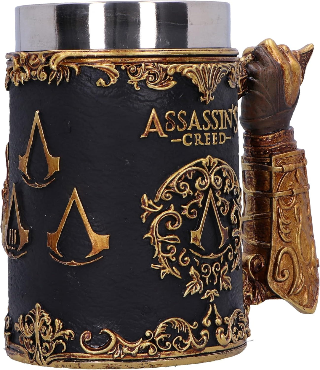 Nemesis Now Assassin's Creed Through The Ages Bierkrug, 15,5 cm, Harz, Schwarz/Gold, offizielles Ass