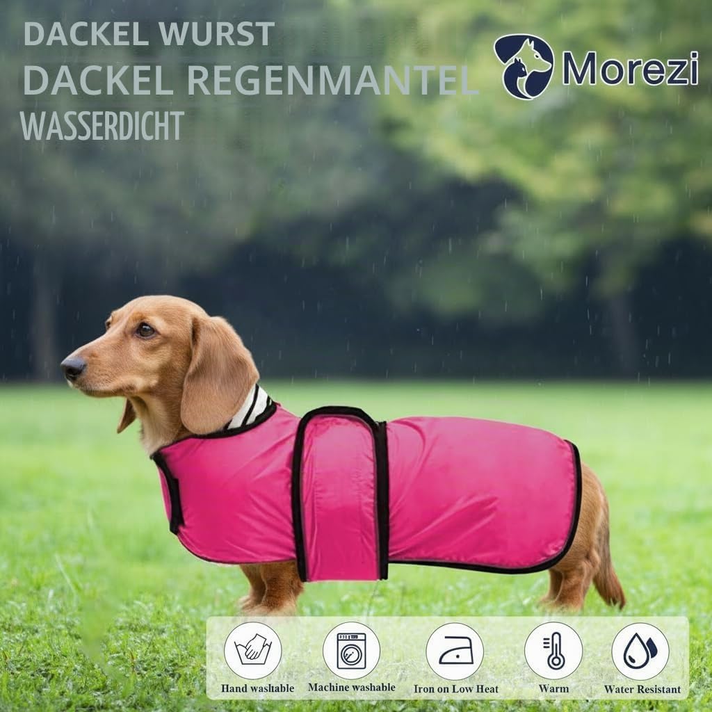 MOREZI Hunderegenmantel mit Reflexstreifen, Regen-/wasserdicht, verstellbare Weste, geeignet für kle